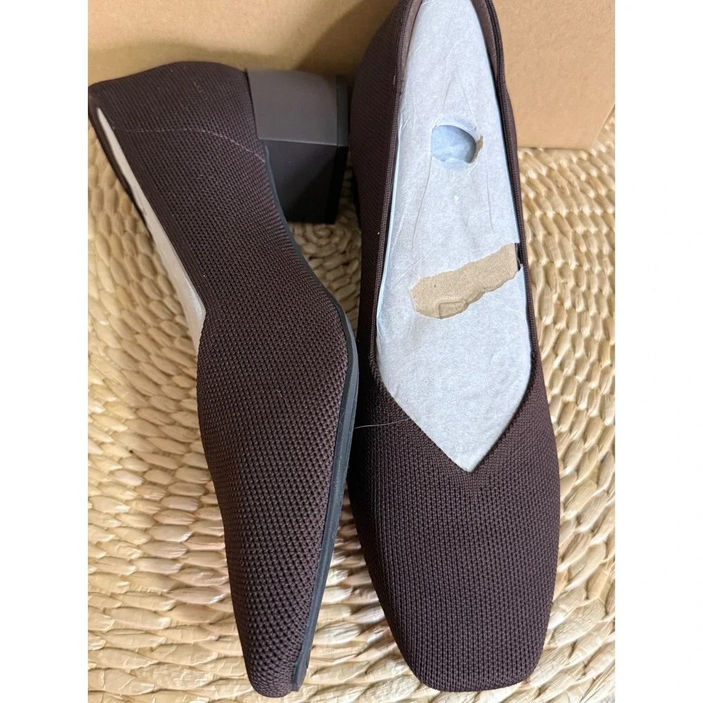 VIVAIA Megan Dark Chocolate‎ Comfort Block Heel Pumps Square Toe US 9-9.5